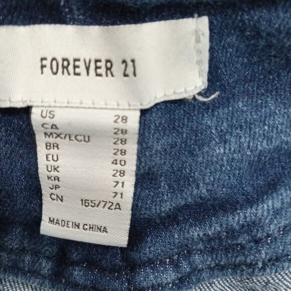 Forever 21 Lace Up Mid Rise Flare Leg Blue Denim Jeans Size 28 Rocker Y2k Vibes - Picture 7 of 12